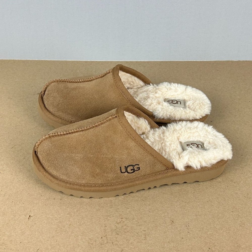 UGG Kids Chestnut Suede Shearling Mule Slippers
